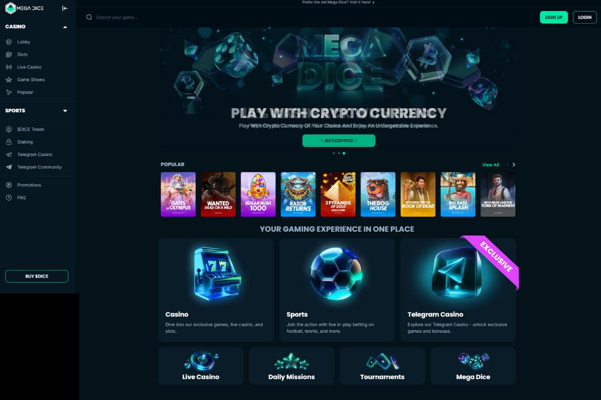 mega dice Ξενα Online Casino